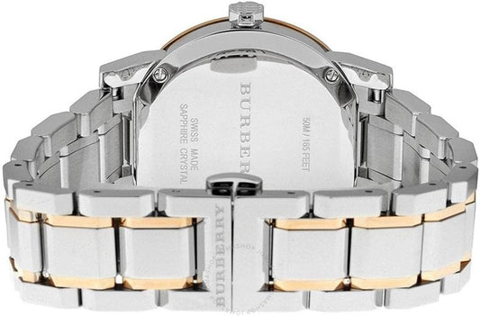 Burberry Ladies Watch Diamond Check Stamped Two Tone Bu9127