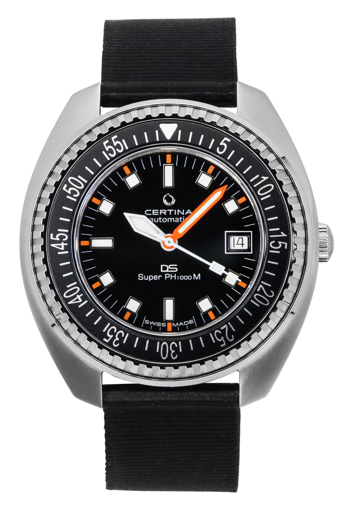 Certina DS Super PH1000M Synthetic Strap Black Dial Automatic Diver's C024.907.18.051.00 Men's Watch