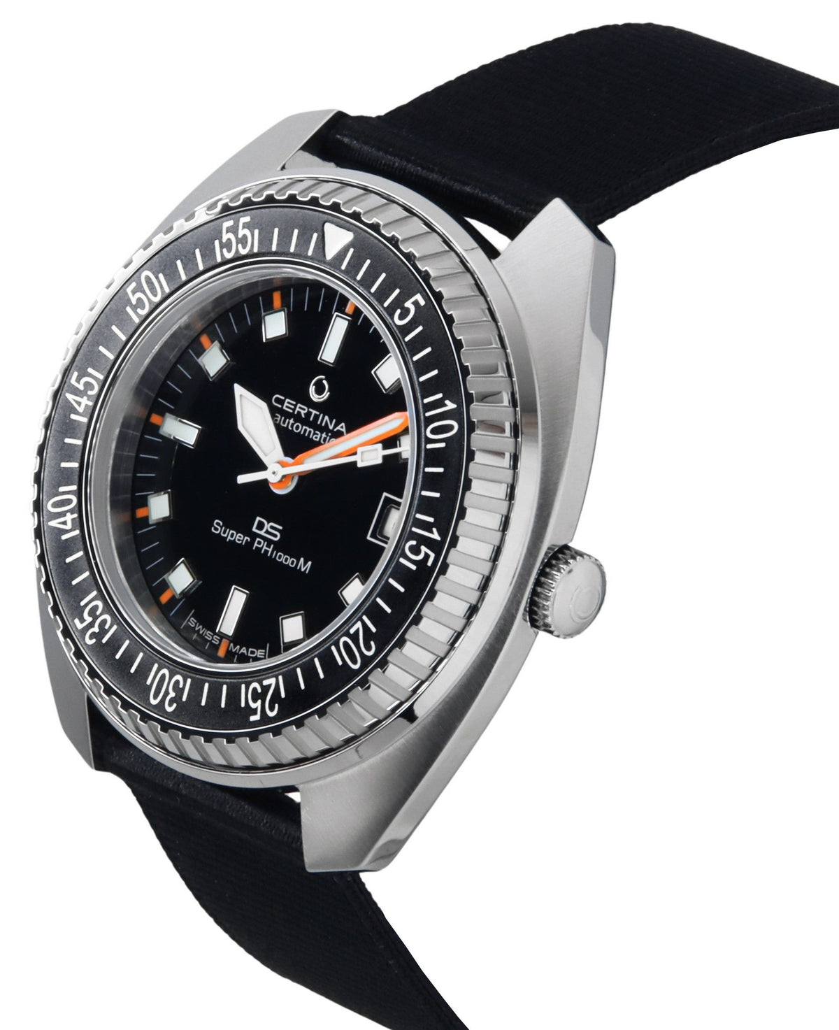 Certina DS Super PH1000M Synthetic Strap Black Dial Automatic Diver's C024.907.18.051.00 Men's Watch