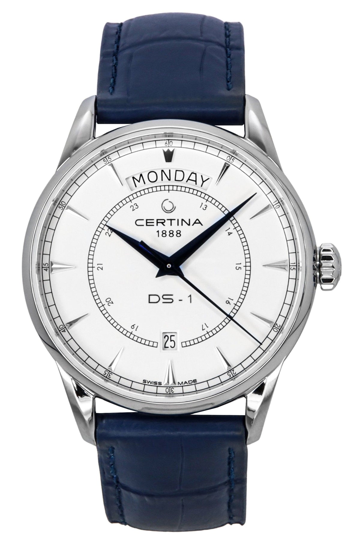 Certina DS-1 Day-Date Leather Strap White Dial Automatic C029.430.16.011.00 100M Men's Watch