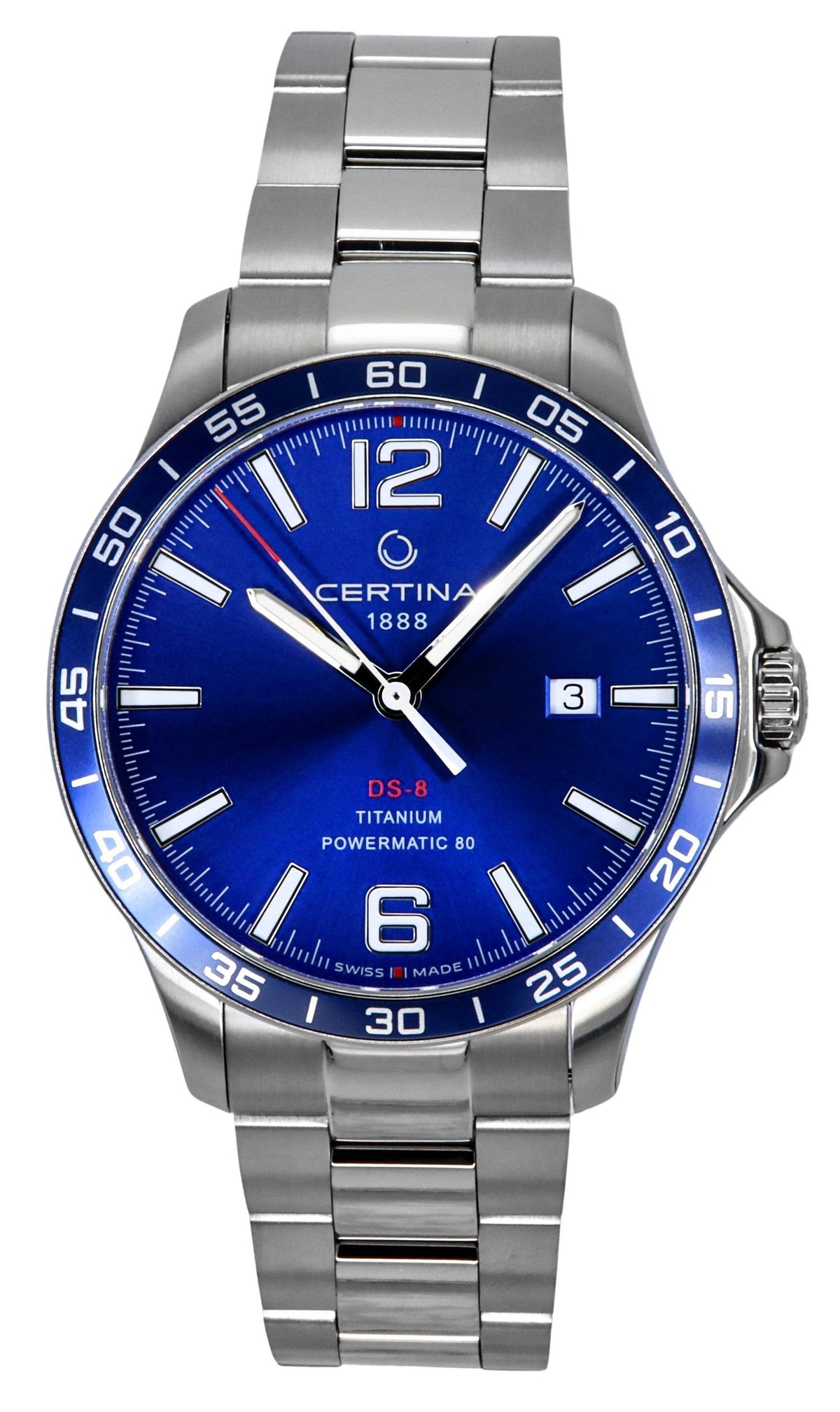 Certina DS-8 Powermatic 80 Titanium Blue Dial Automatic C033.807.44.047.00 100M Men's Watch