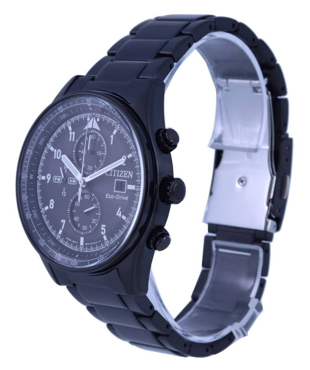 Citizen Chronograph Black Dial Stainless Steel Eco-Drive CA0775-87E 100M Men's Watch