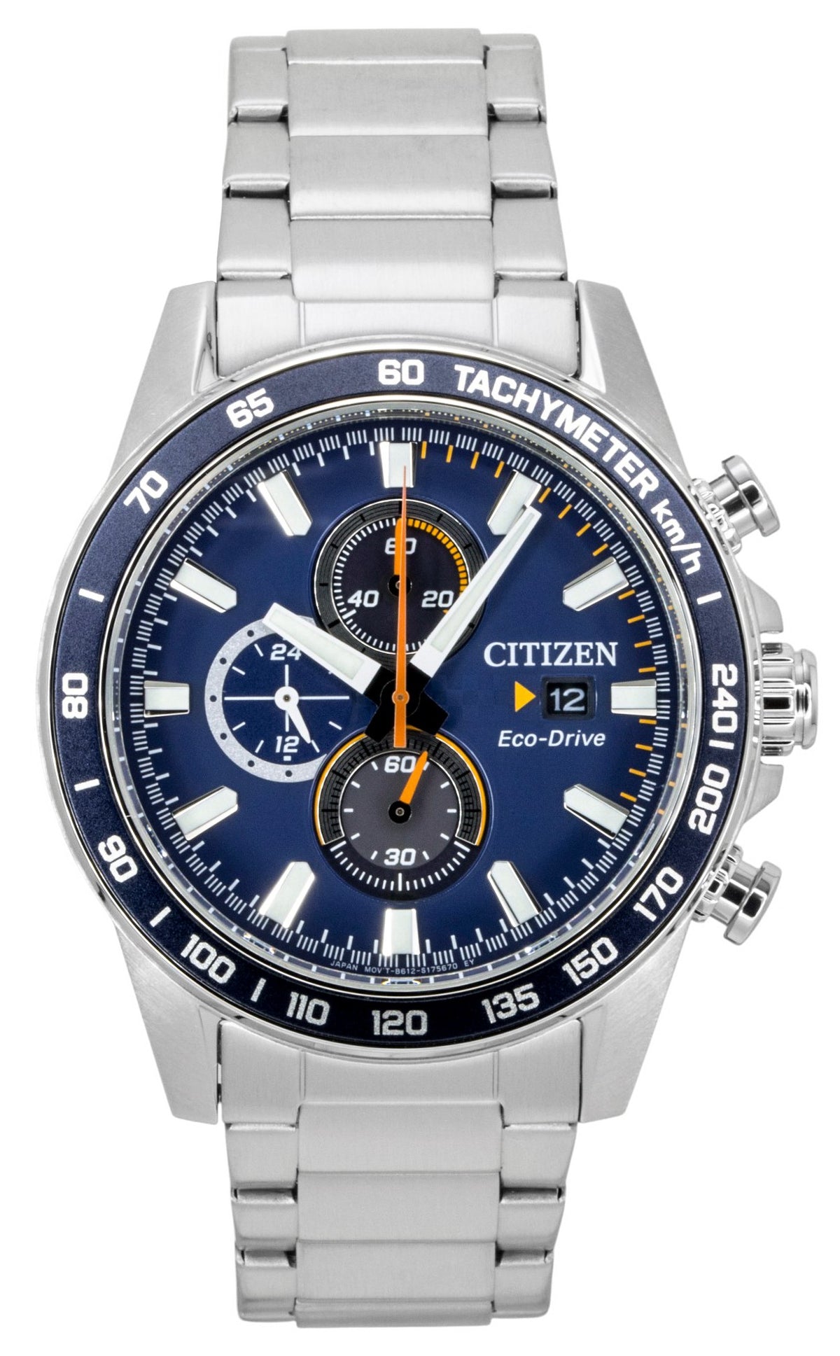 Citizen Brycen Chronograph Stainless Steel Blue Dial Eco-Drive CA0781-50L 100M Men's Watch