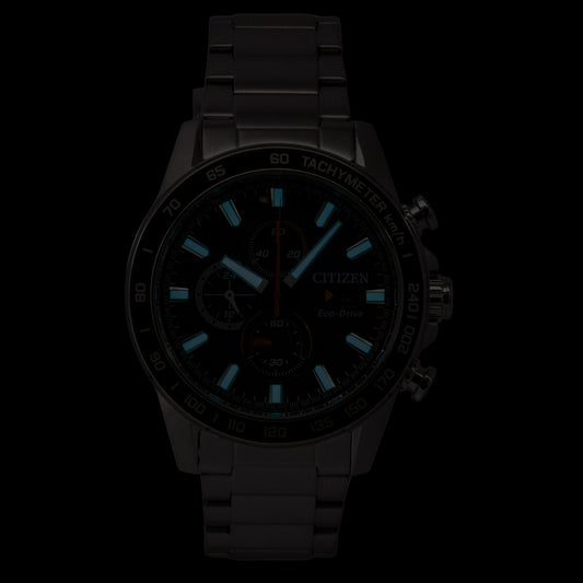 Citizen Brycen Chronograph Stainless Steel Blue Dial Eco-Drive CA0781-50L 100M Men's Watch
