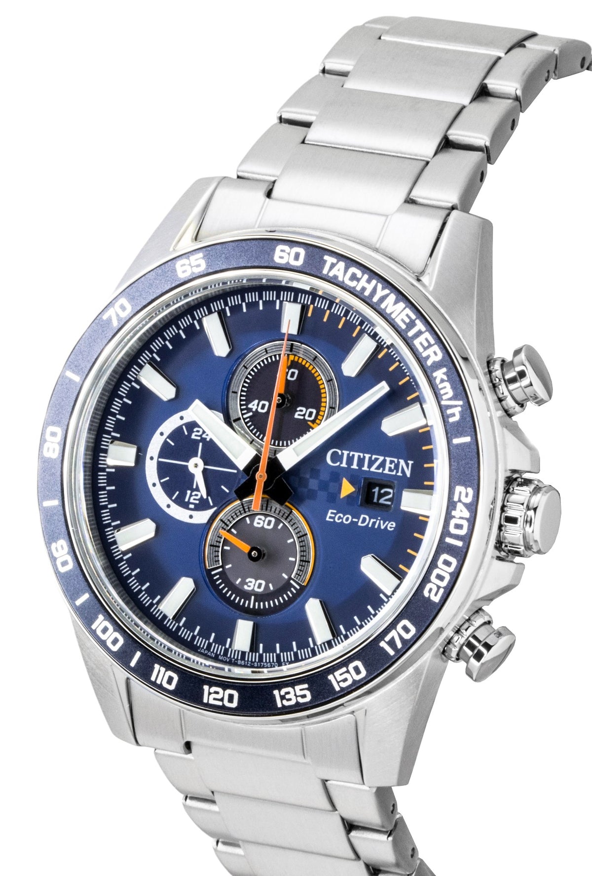 Citizen Brycen Chronograph Stainless Steel Blue Dial Eco-Drive CA0781-50L 100M Men's Watch