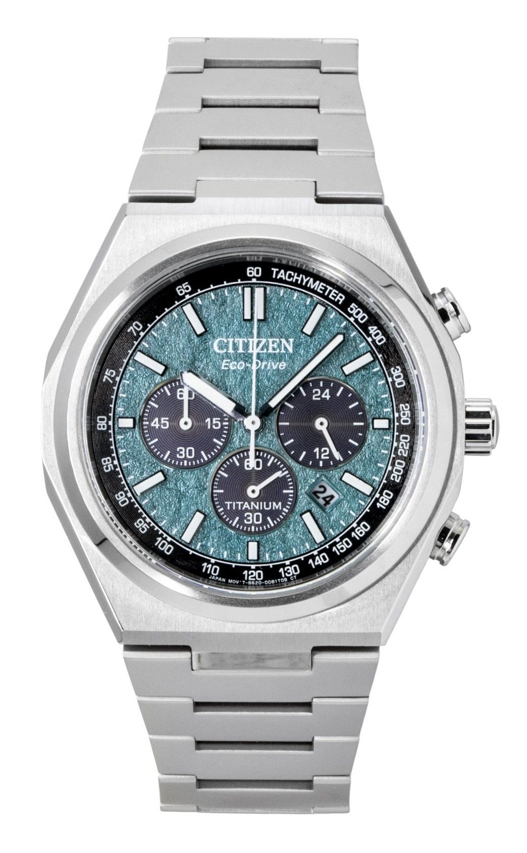Citizen Zenshin Super Titanium Chronograph Green Dial Eco-Drive CA4610-85X 100M Men's Watch
