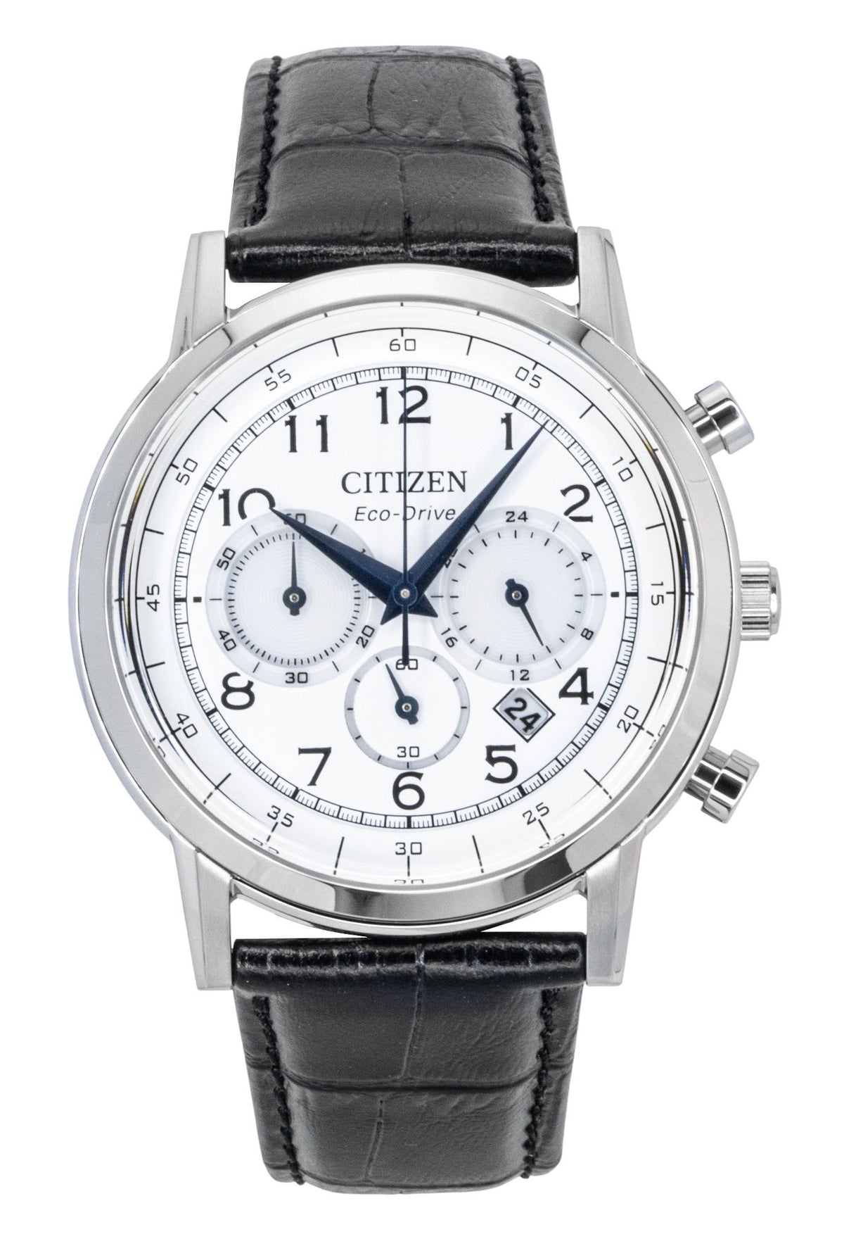Citizen Eco-Drive Chronograph Leather Strap White Dial CA4630-02A Men's Watch