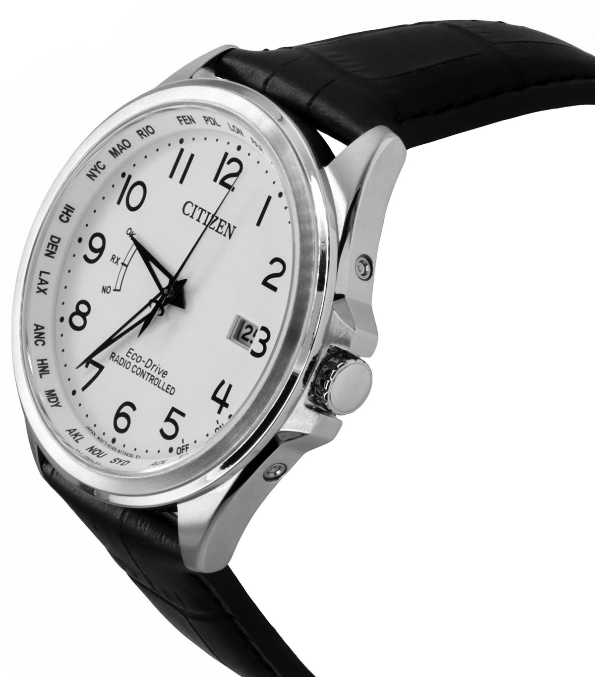 Citizen Radio Controlled Leather Strap White Dial Eco-Drive CB0250-17A 100M Men's Watch