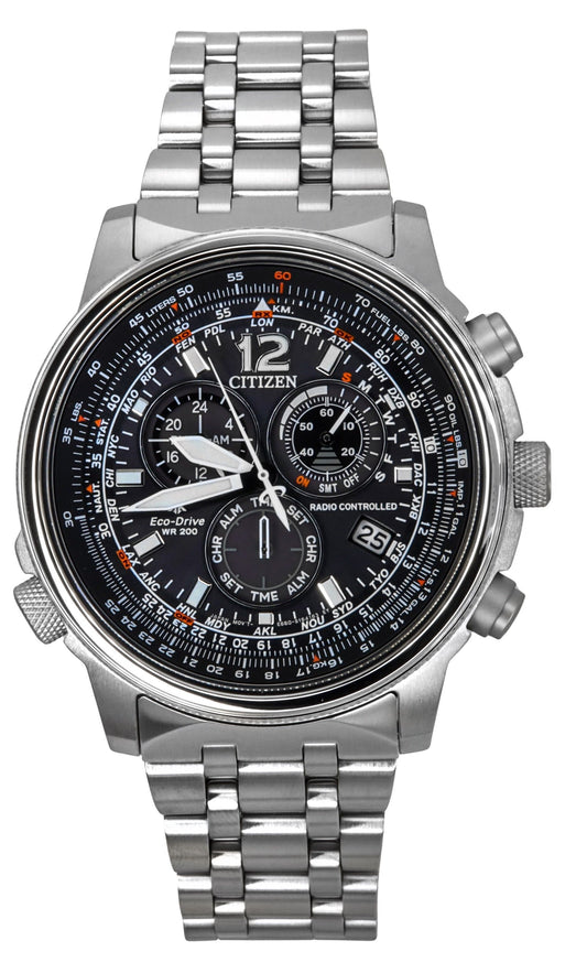 Citizen Promaster Sky Radio Controlled Chronograph Stainless Steel Black Dial Eco-Drive CB5860-86E 200M Men's Watch