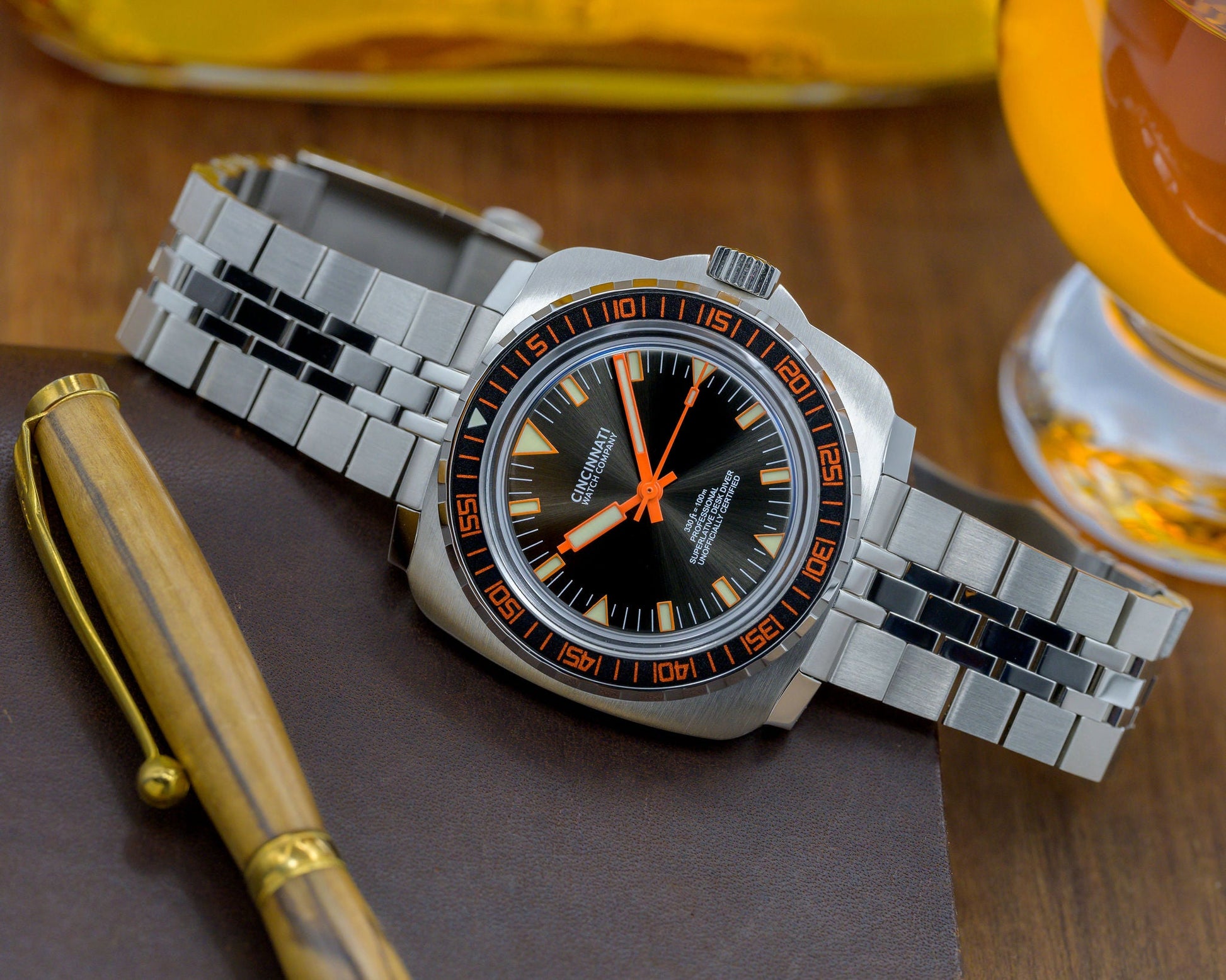 Desk Diver Swiss Professional Dive Watch Black and Orange - Veloce - The App For Watch Collectors