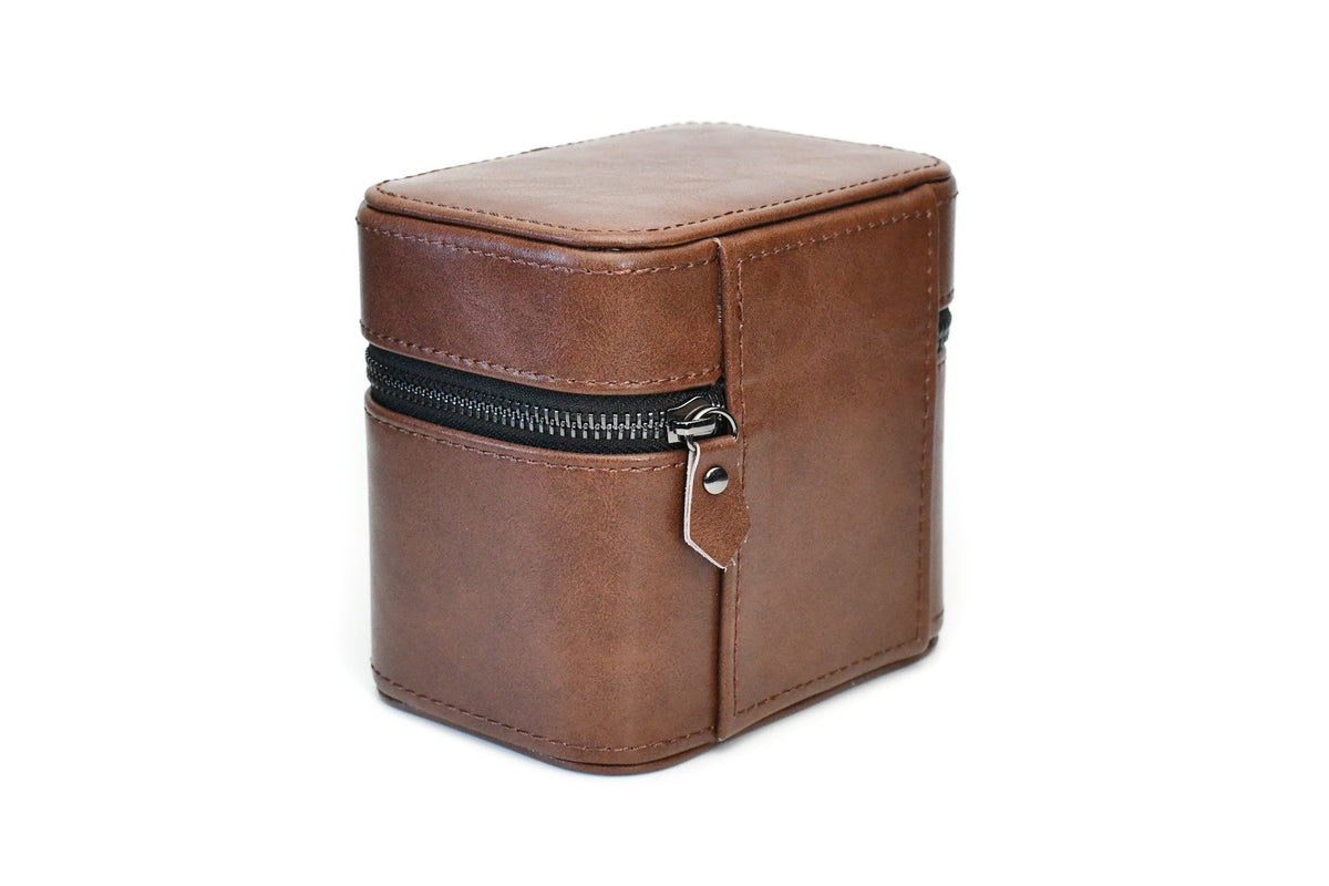 Watch and Jewelry Travel Case -  Coffee Brown Leather