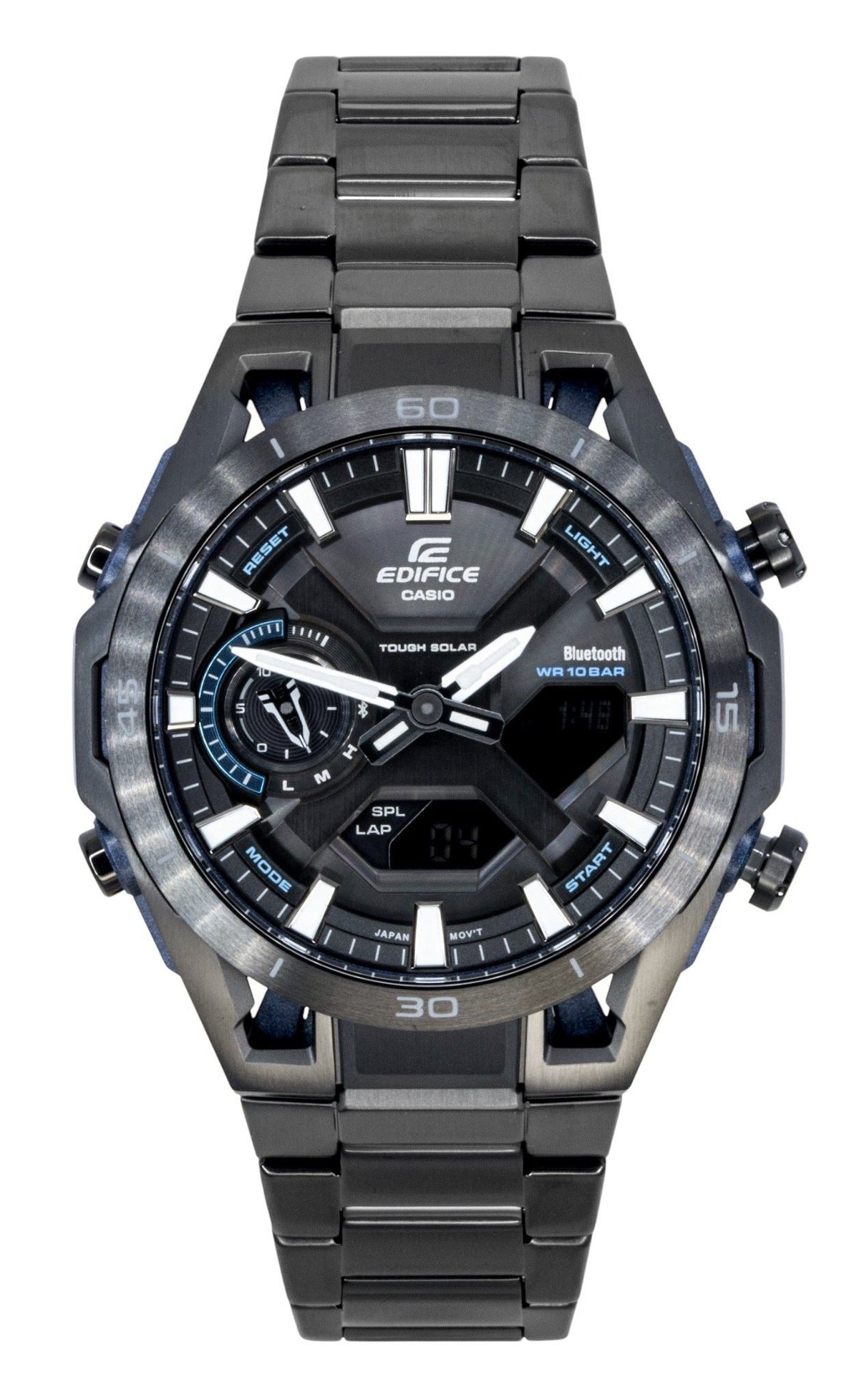 Casio Edifice Analog Digital Stainless Steel Black Dial Solar ECB-2300DC-1A 100M Men's Watch