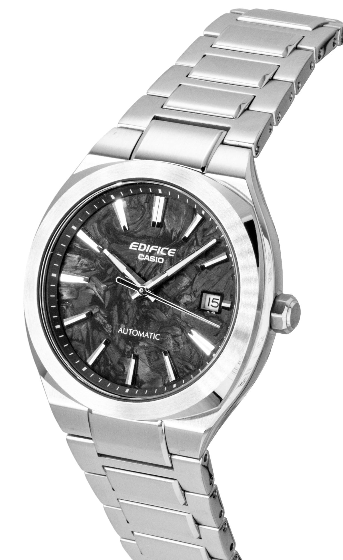 Casio Edifice Analog Stainless Steel Forged Carbon Black Dial Automatic EFK-200CD-1A 100M Men's Watch