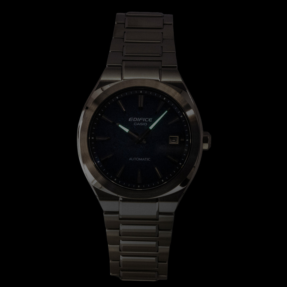 Casio Edifice Analog Stainless Steel Electroformed Textured Blue Dial Automatic EFK-200D-2A 100M Men's Watch