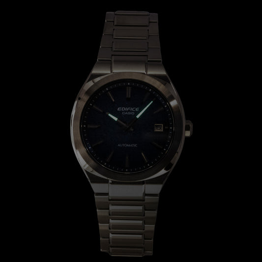Casio Edifice Analog Stainless Steel Electroformed Textured Blue Dial Automatic EFK-200D-2A 100M Men's Watch