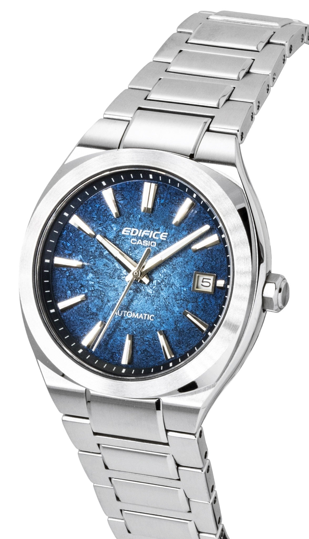 Casio Edifice Analog Stainless Steel Electroformed Textured Blue Dial Automatic EFK-200D-2A 100M Men's Watch