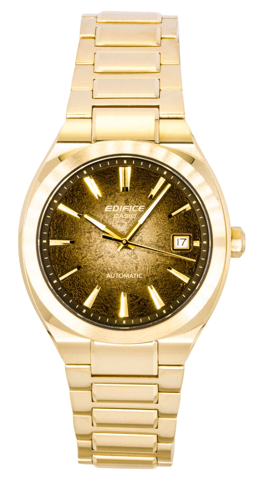 Casio Edifice Analog Gold Tone Stainless Steel Dark Brown Dial Automatic EFK-200DG-5A 100M Men's Watch
