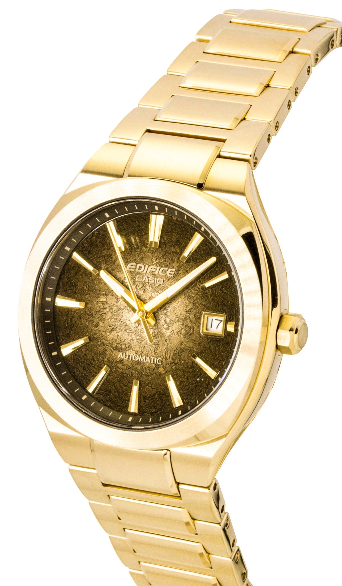 Casio Edifice Analog Gold Tone Stainless Steel Dark Brown Dial Automatic EFK-200DG-5A 100M Men's Watch
