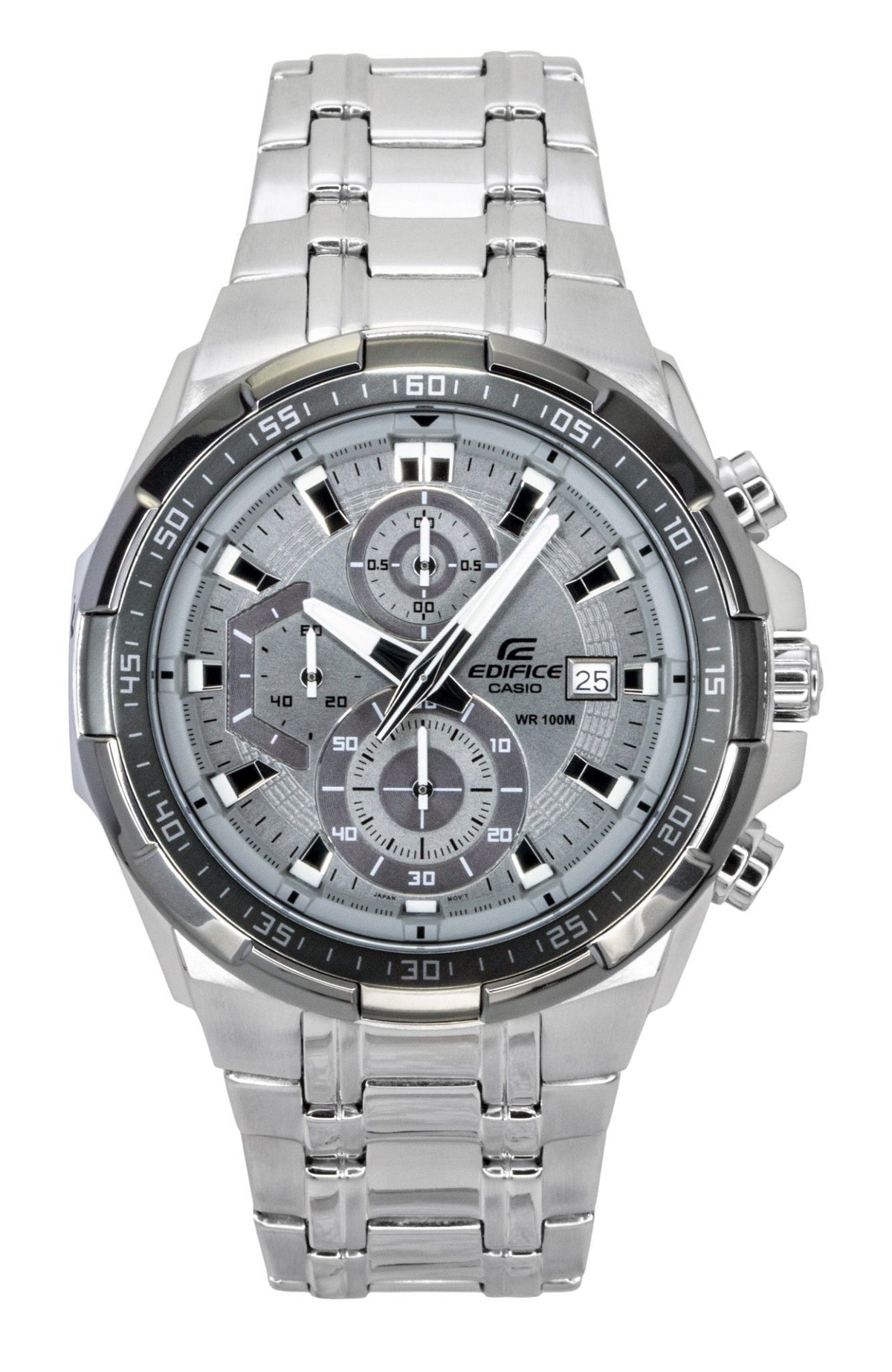 Casio Edifice Standard Chronograph Analog Stainless steel Grey Dial Quartz EFR-539DE-8AV 100M Men's Watch