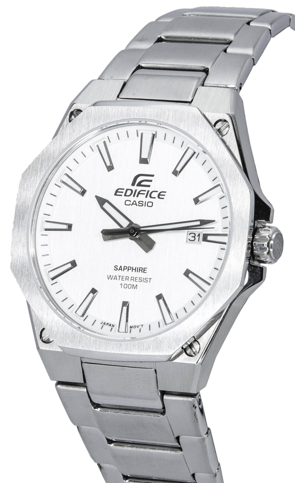 Casio Edifice Stainless Steel White Dial Quartz EFR-S108D-7A EFRS108D-7 100M Men's Watch