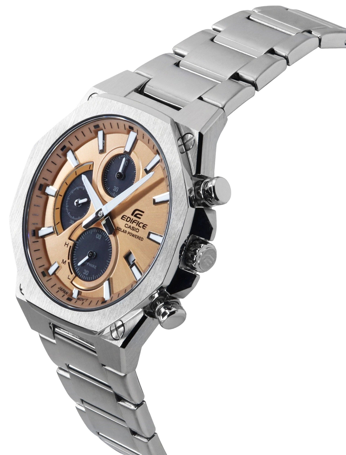 Casio Edifice Slim Line Analog Chronograph Stainless Steel Copper Dial Solar EFS-S570D-5A 100M Men's Watch