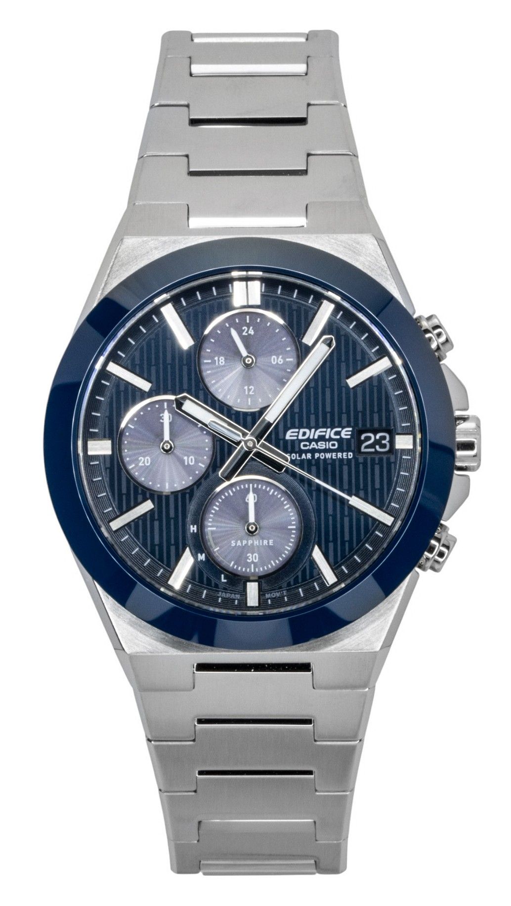 Casio Edifice Analog Chronograph Stainless Steel Blue Dial Solar EFS-S650D-2A 100M Men's Watch