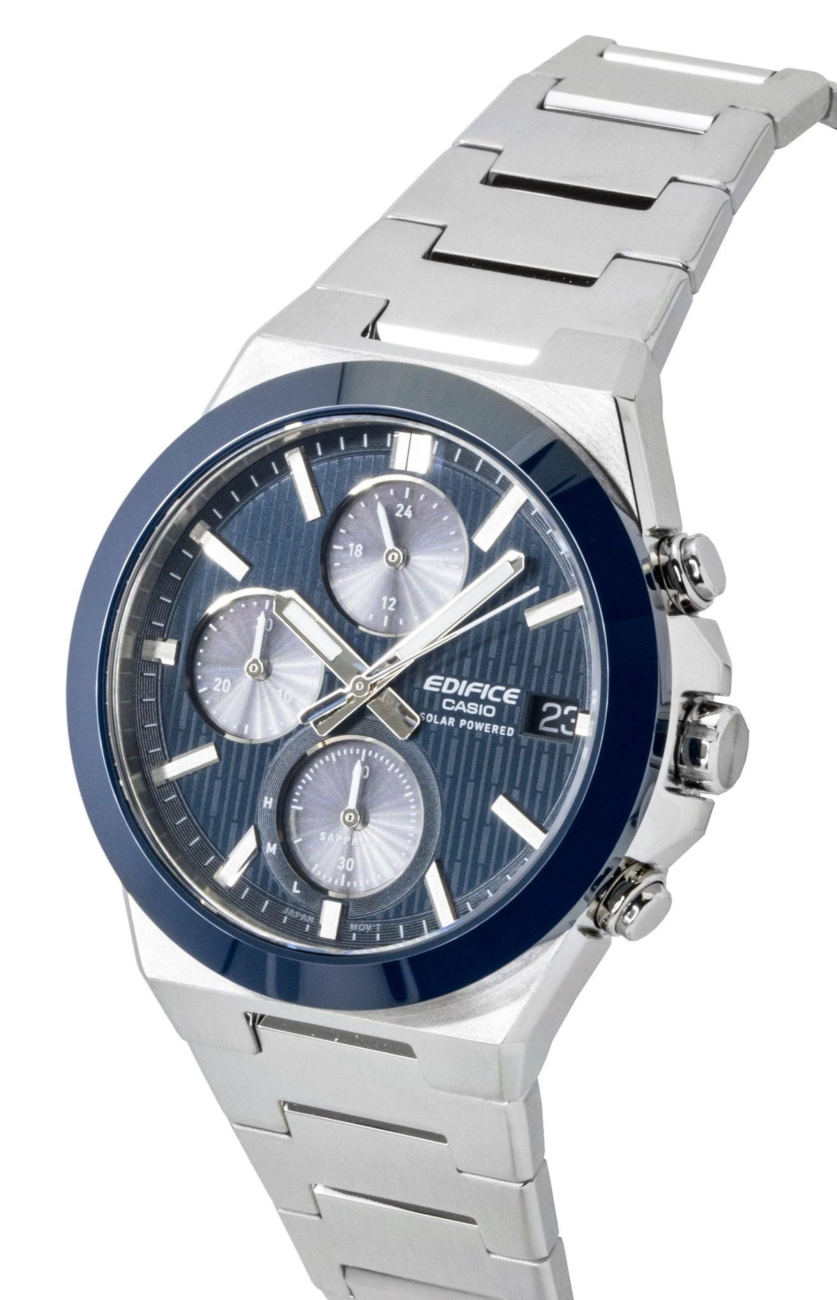 Casio Edifice Analog Chronograph Stainless Steel Blue Dial Solar EFS-S650D-2A 100M Men's Watch