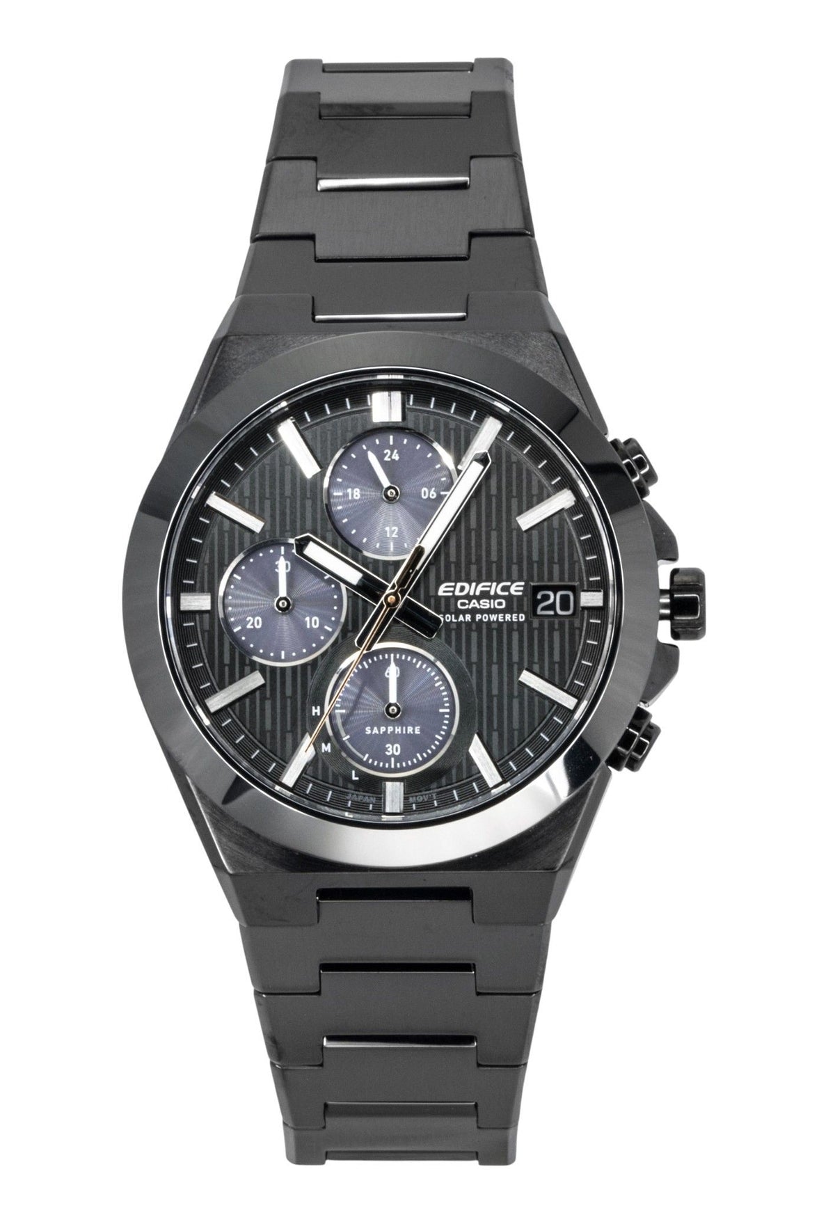 Casio Edifice Analog Chronograph Stainless Steel Black Dial Solar EFS-S650DC-1A 100M Men's Watch