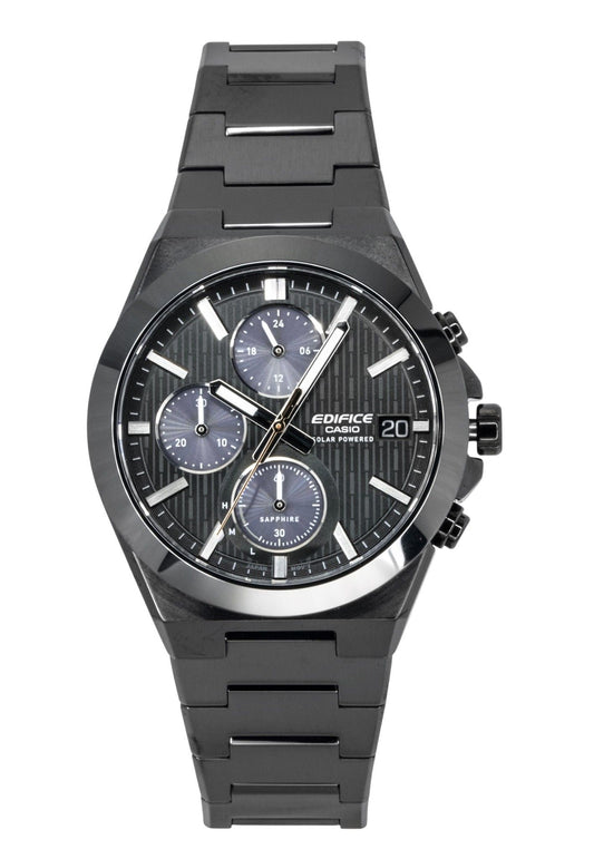 Casio Edifice Analog Chronograph Stainless Steel Black Dial Solar EFS-S650DC-1A 100M Men's Watch