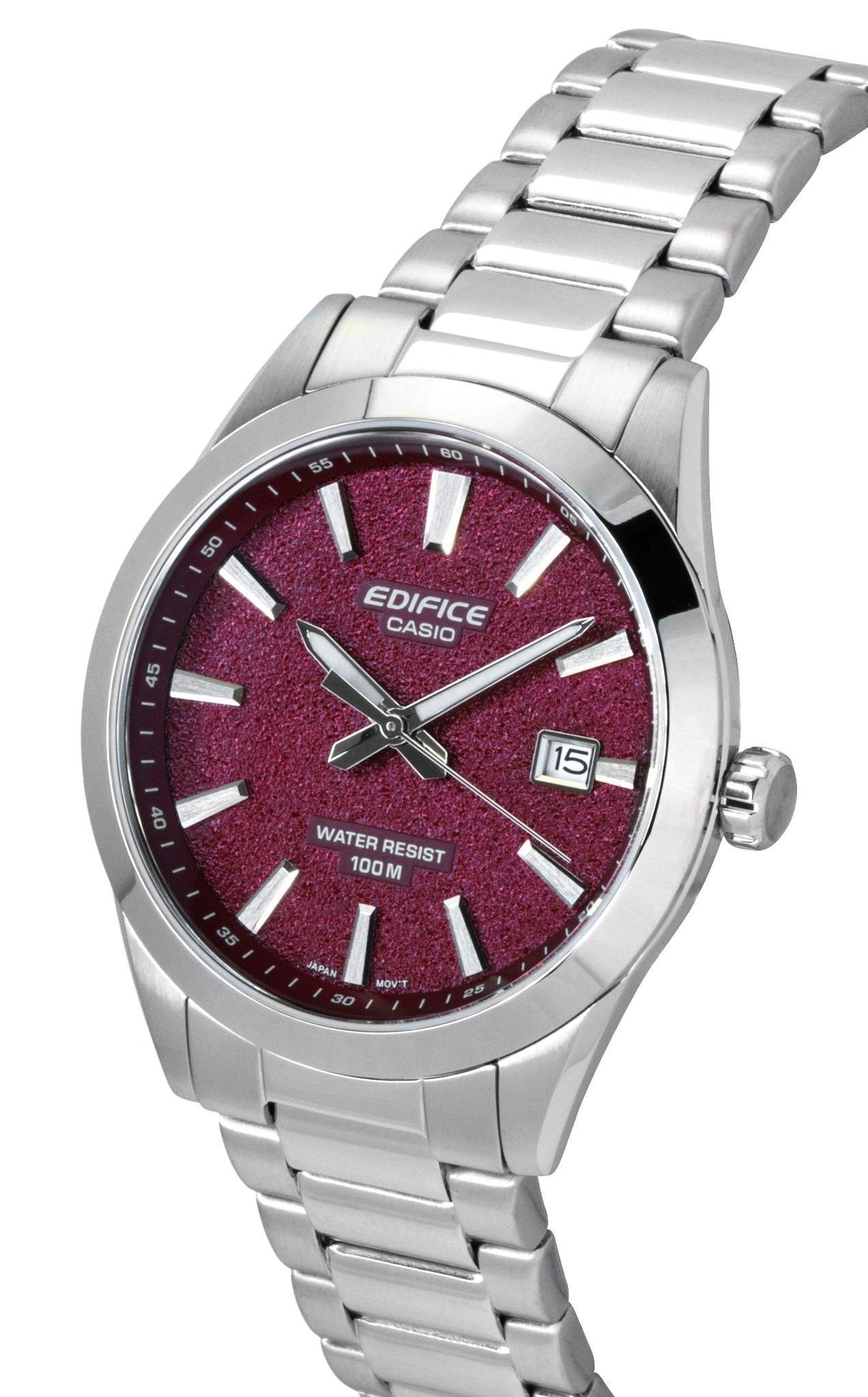 Casio Edifice Analog Stainless Steel Red Dial Quartz EFV-160D-4AV 100M Men's Watch