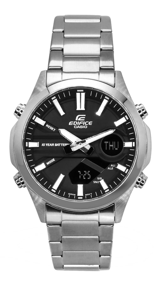 Casio Edifice Analog Digital Stainless Steel Black Dial Quartz EFV-C120D-1A 200M Men's Watch