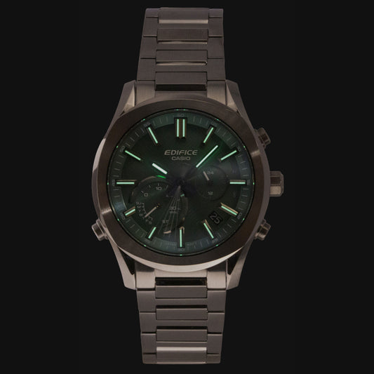 Casio Edifice Analog Chronograph Smartphone Link Green Dial Stainless Steel Solar EQB-1300DC-3A 100M Men's Watch