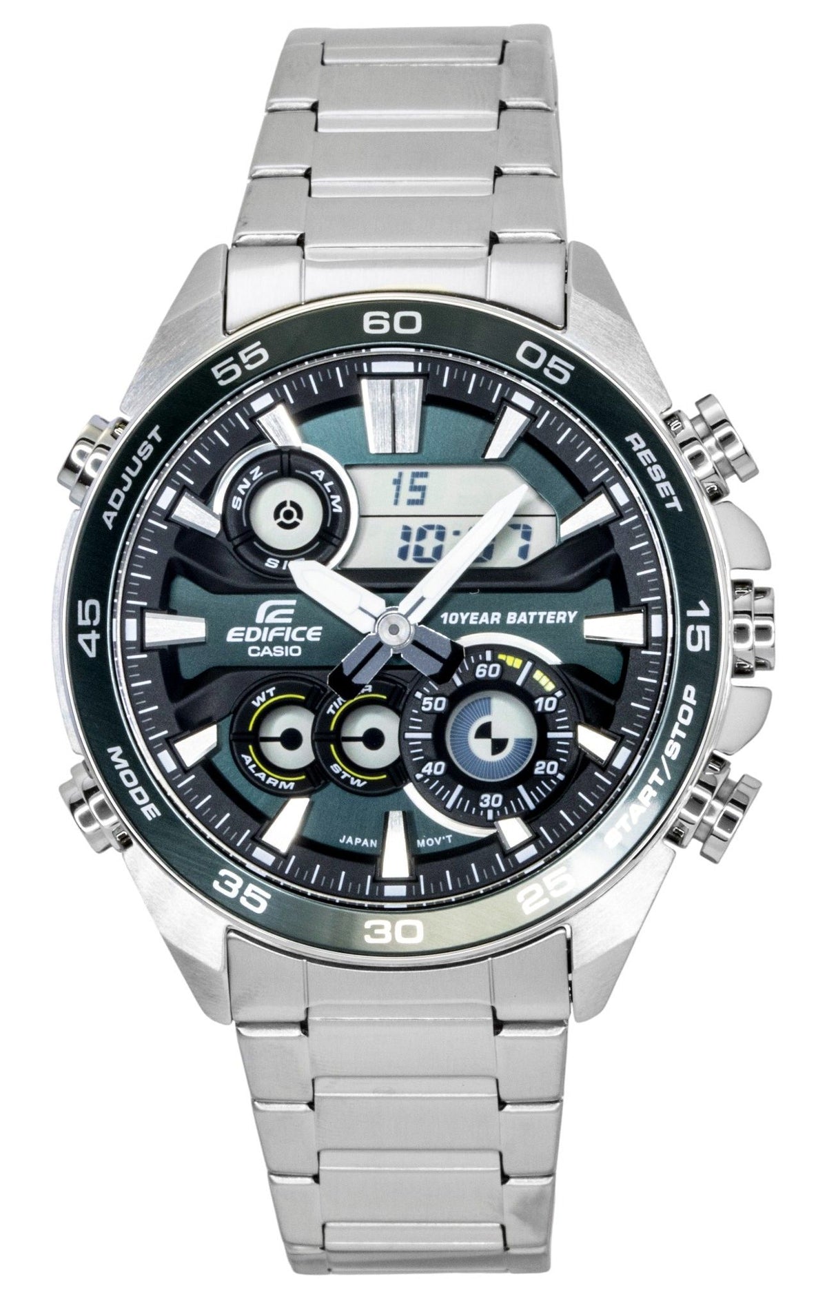Casio Edifice Analog Digital Stainless Steel Green Dial Quartz ERA-130D-3A 100M Men's Watch