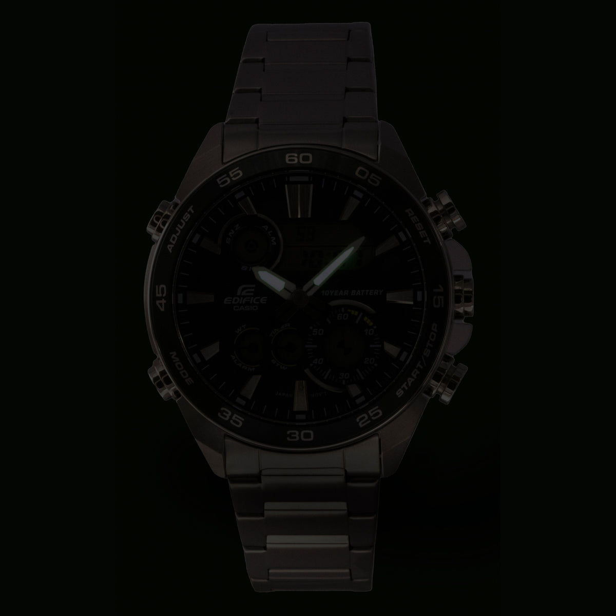 Casio Edifice Analog Digital Stainless Steel Green Dial Quartz ERA-130D-3A 100M Men's Watch