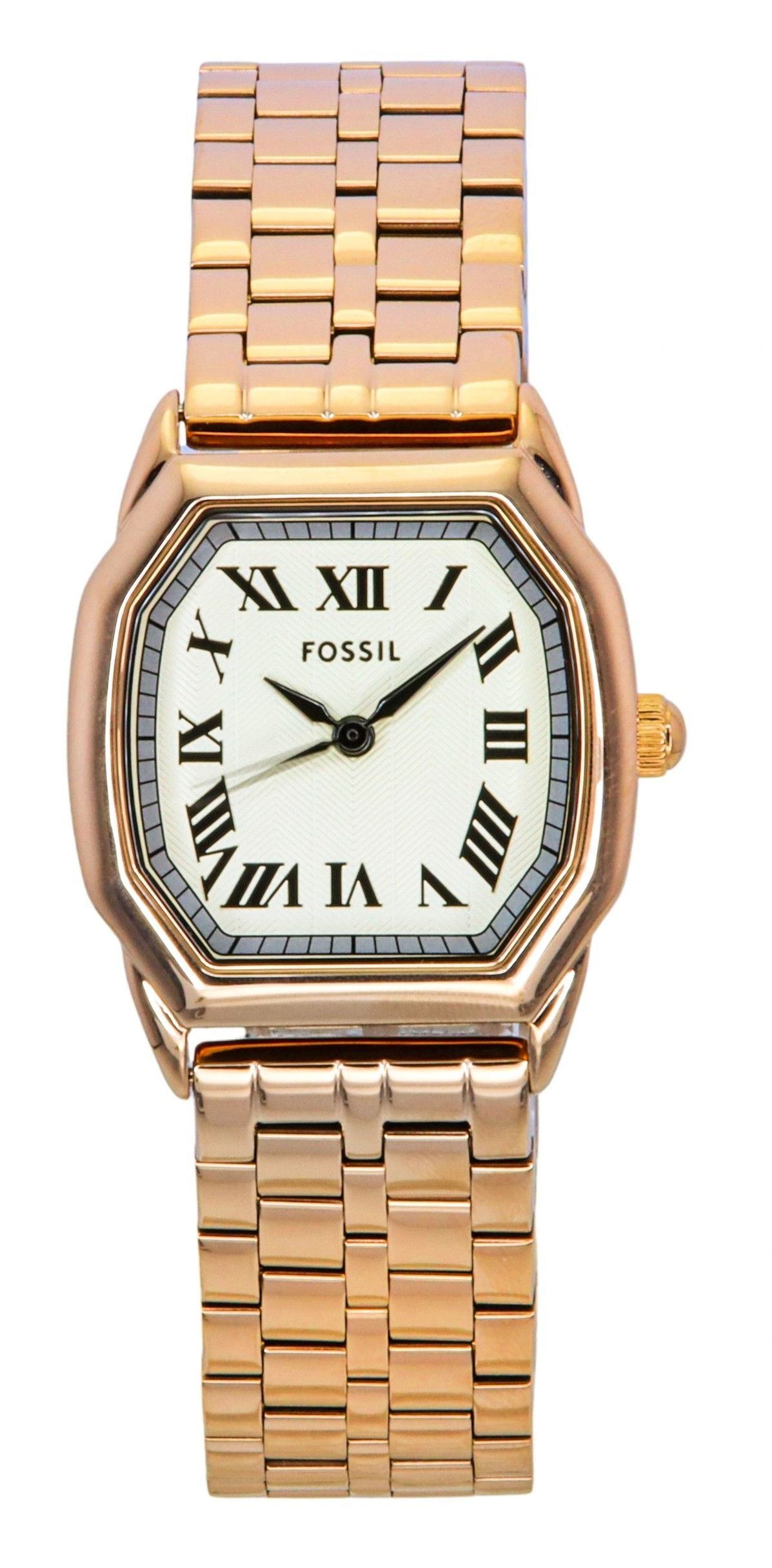 Fossil Harlow Rose Gold Tone Stainless Steel Cream Dial Quartz ES5386 Women's Watch