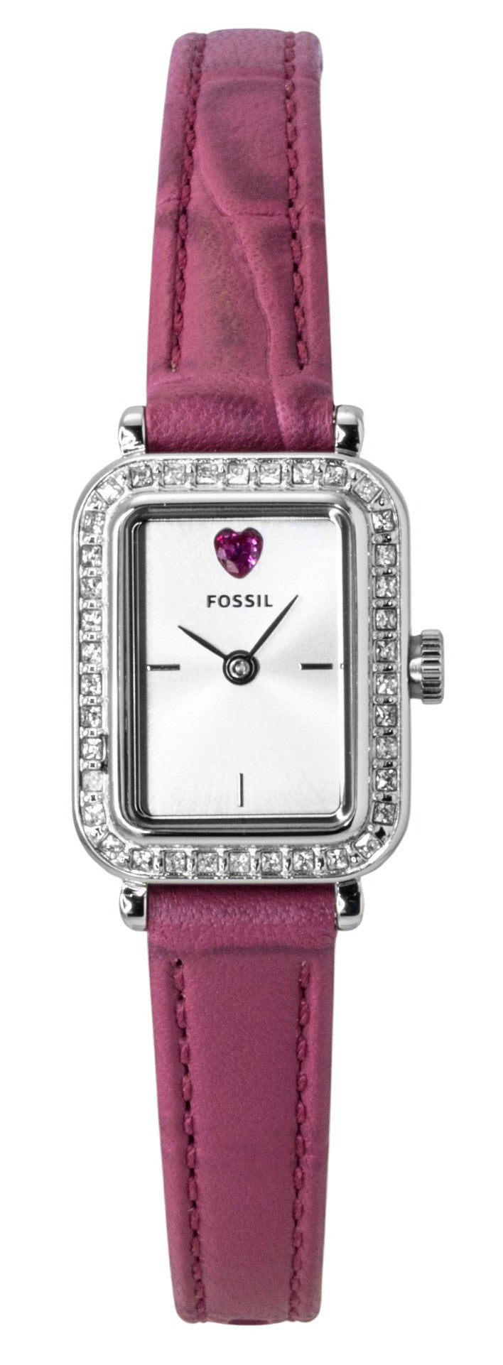 Fossil Raquel Mini Pink Leather Strap Silver Dial Quartz ES5466 Women's Watch
