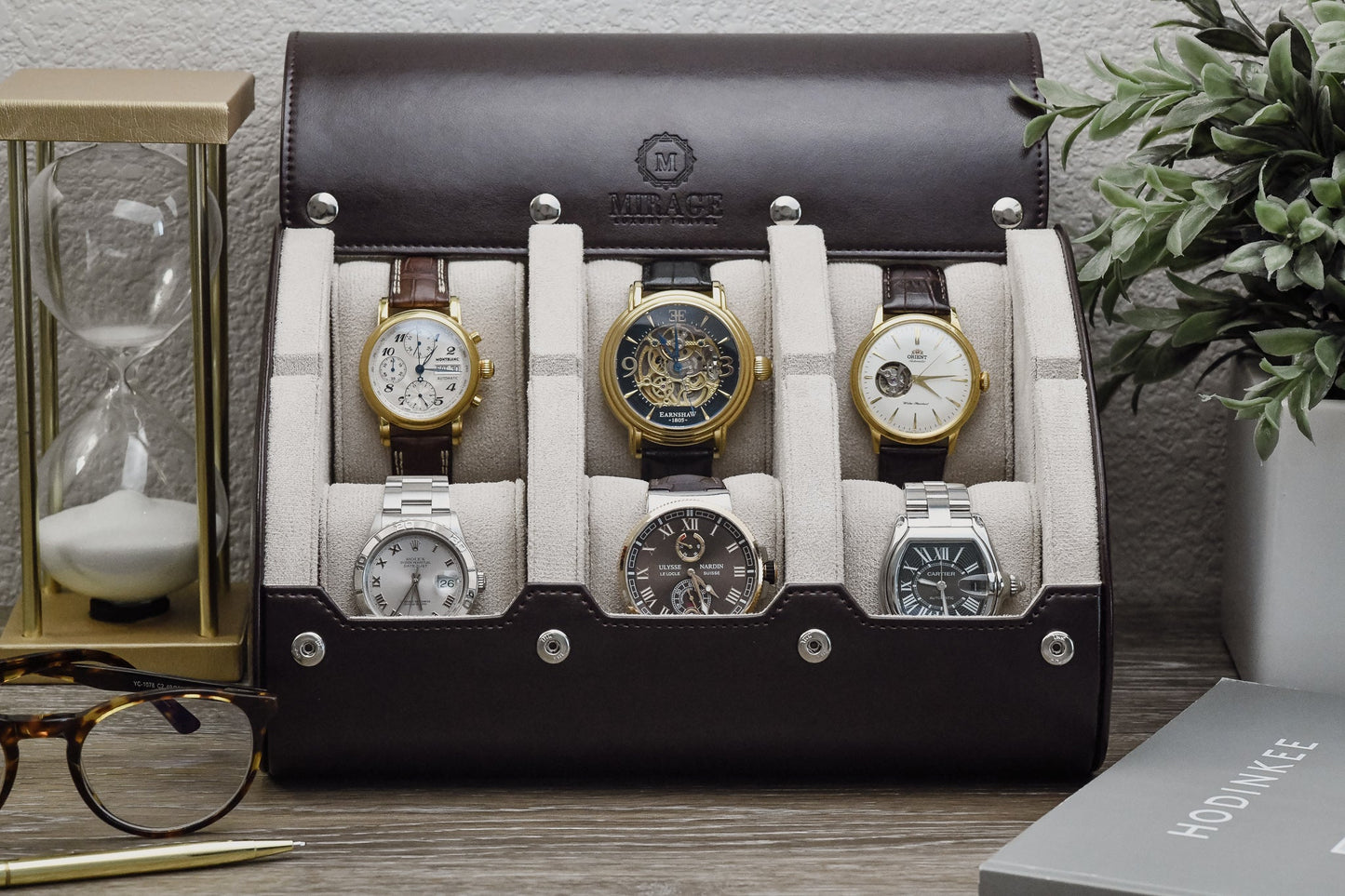 6 Watch Case - Espresso Brown (Ivory White)