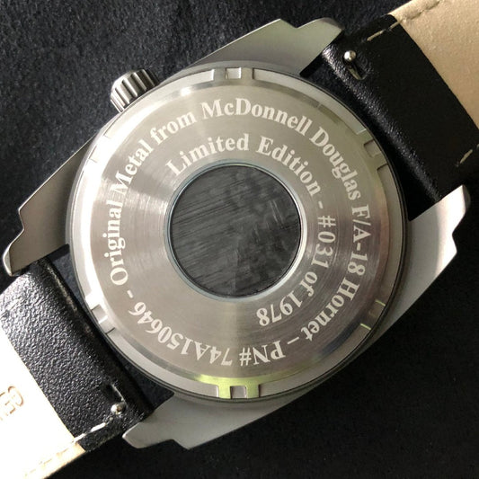 F 18 Hornet Tribute Gun Metal Gray Dial Black Leather Band - Veloce - The App For Watch Collectors