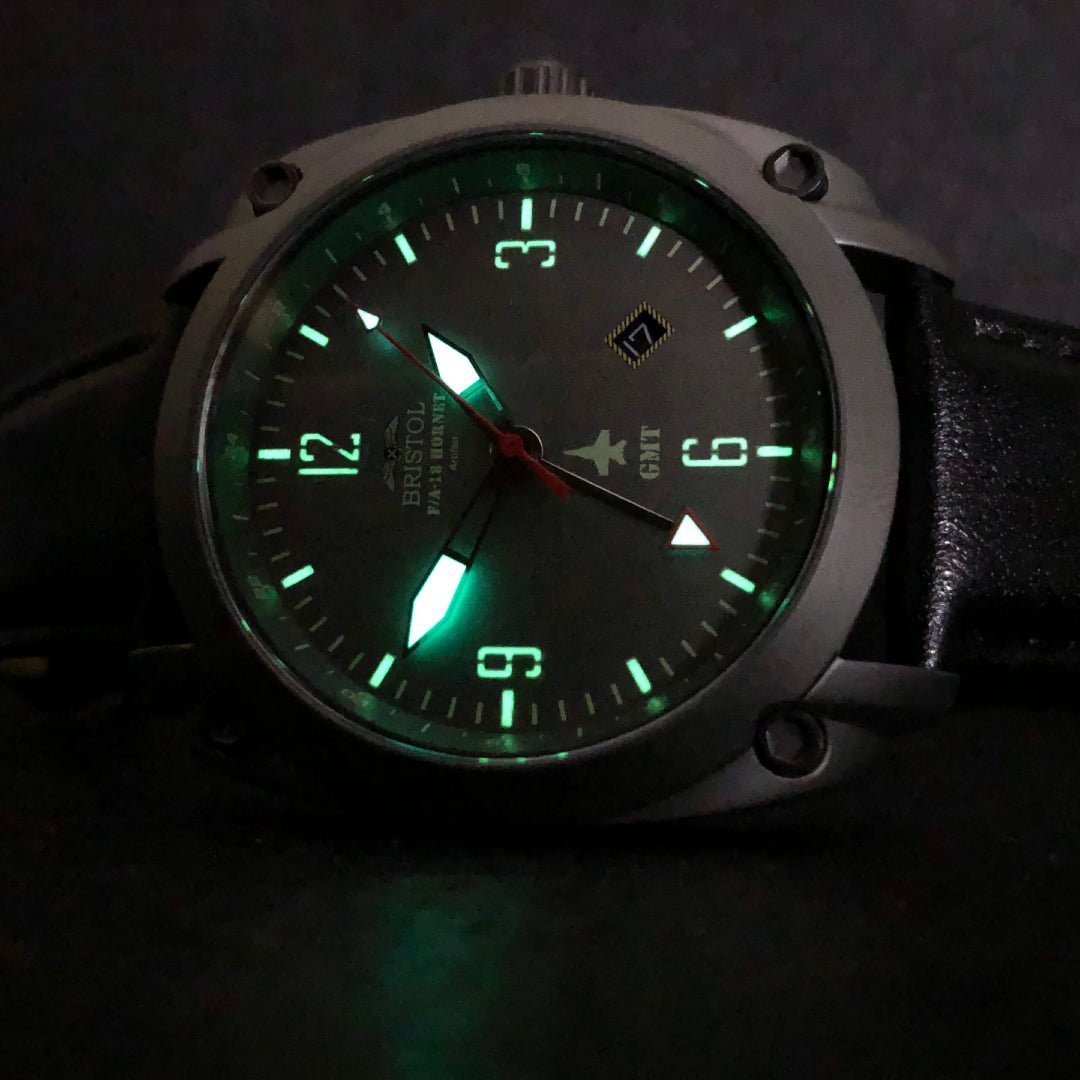 F 18 Hornet Tribute Gun Metal Gray Dial Black Leather Band - Veloce - The App For Watch Collectors
