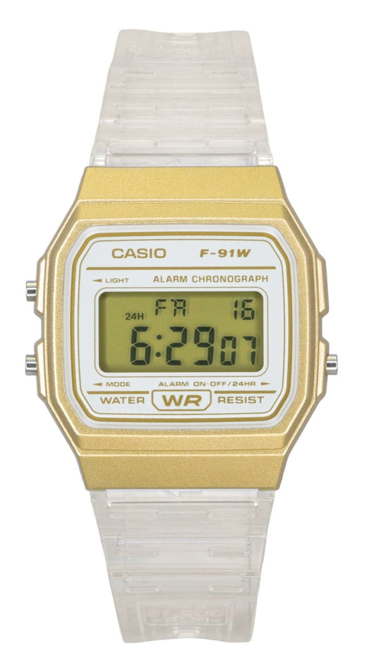 Casio Digital Transparent Resin Strap Quartz F-91WS-7A2 Unisex Watch