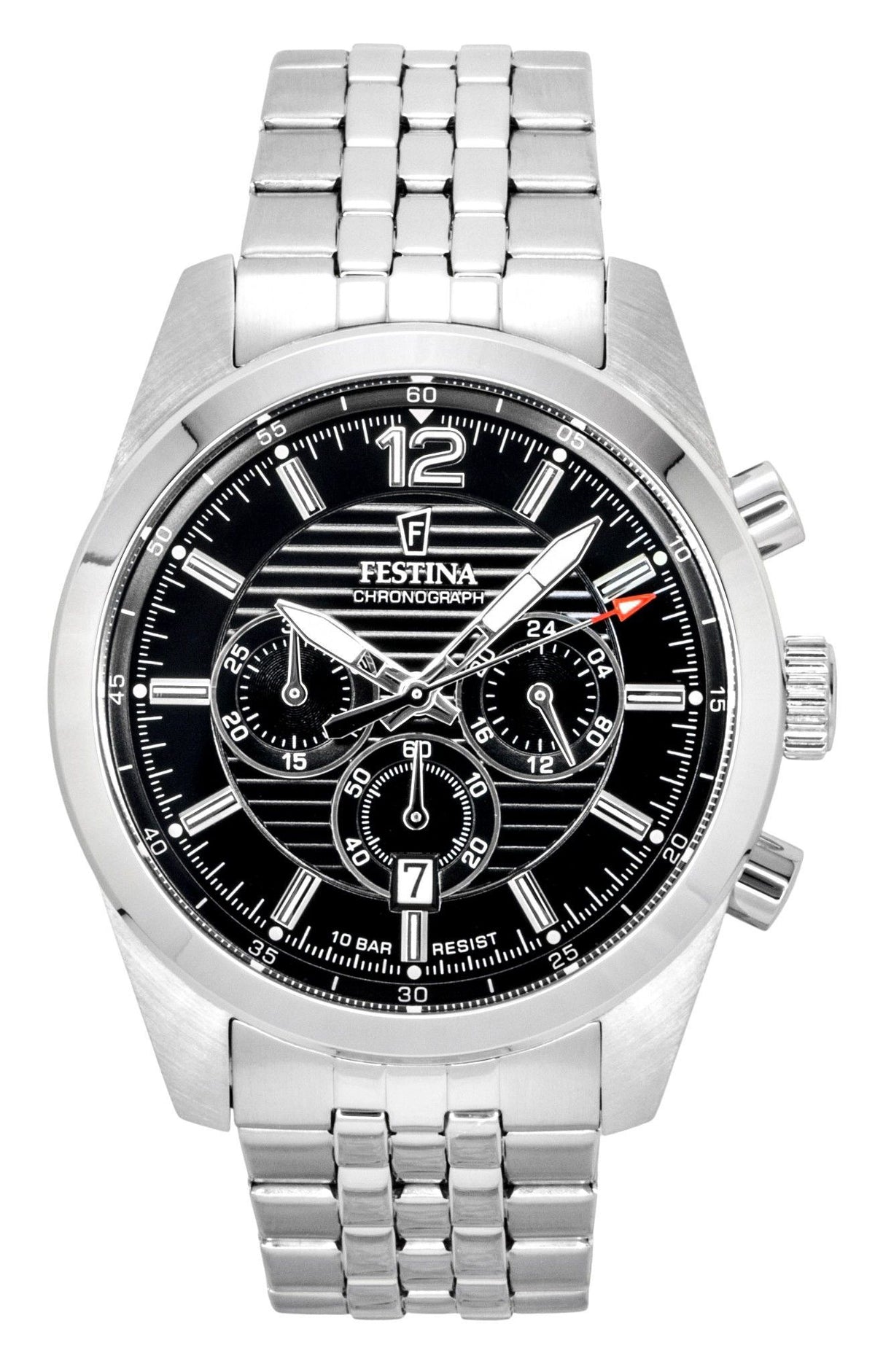 Festina Timeless Chronograph Stainless Steel Black Dial Quartz F20742-3 100M Men's Watch
