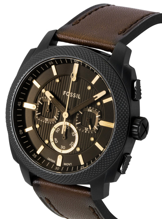 Fossil Machine Chronograph Leather Strap Brown Dial Quartz FS6101 Men's Watch