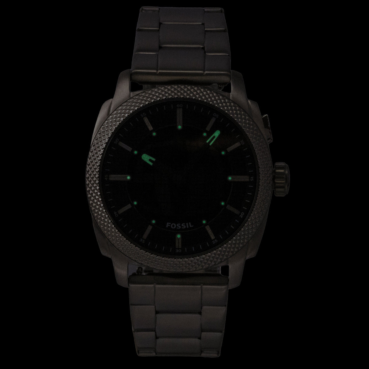 Fossil Machine Big Tic Analog Digital Stainless Steel Black Dial Quartz FS6155 Unisex Watch