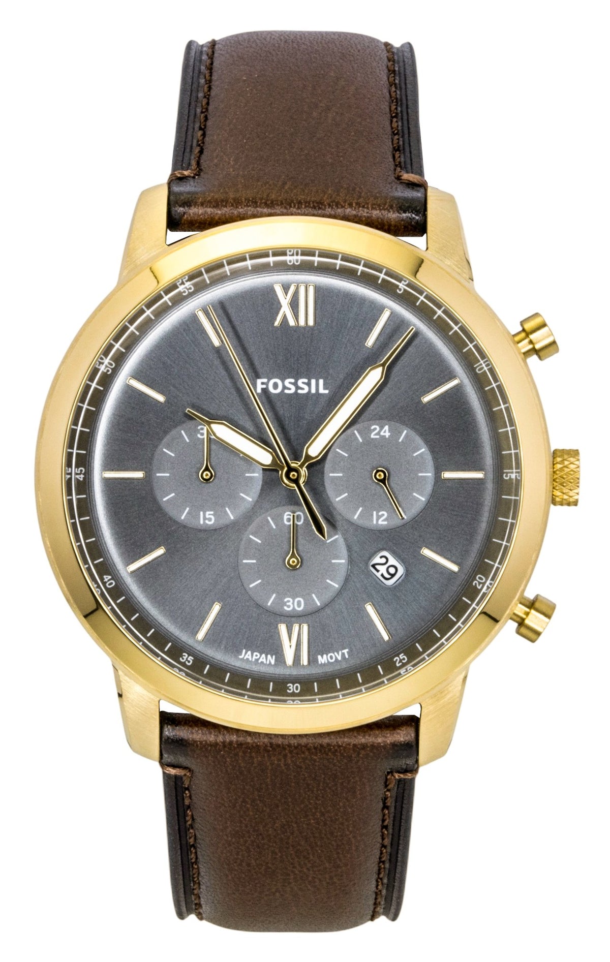 Fossil Neutra Chronograph Brown Leather Strap Blue Dial Quartz FS6162 Men's Watch