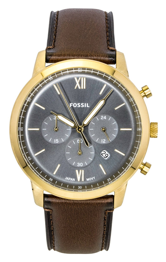 Fossil Neutra Chronograph Brown Leather Strap Blue Dial Quartz FS6162 Men's Watch