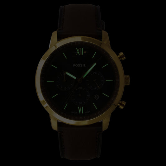 Fossil Neutra Chronograph Brown Leather Strap Blue Dial Quartz FS6162 Men's Watch