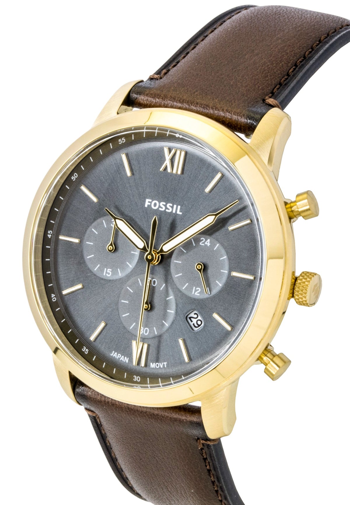 Fossil Neutra Chronograph Brown Leather Strap Blue Dial Quartz FS6162 Men's Watch
