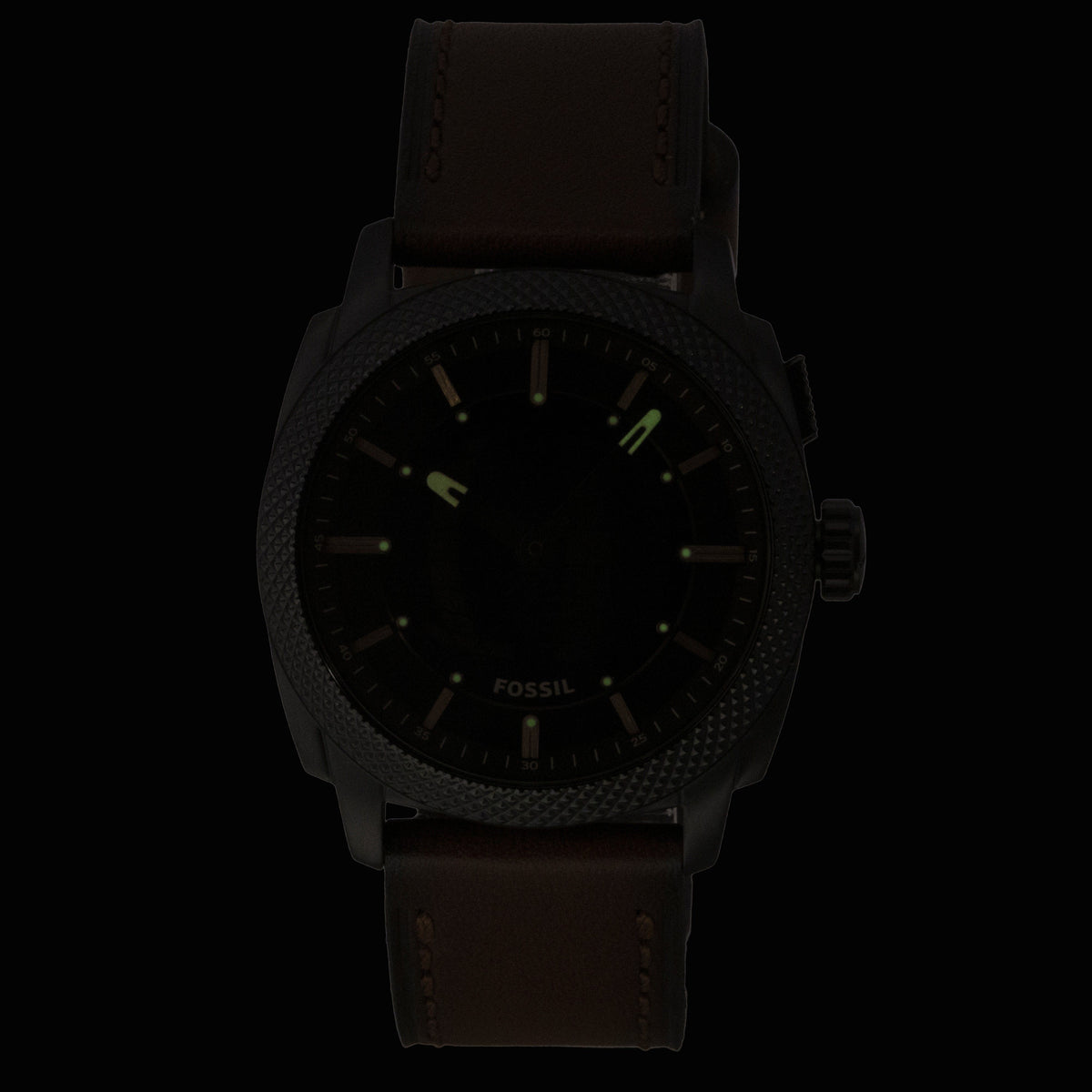 Fossil Machine Big Tic Analog Digital Brown Leather Strap Black Dial Quartz FS6165 Men's Watch