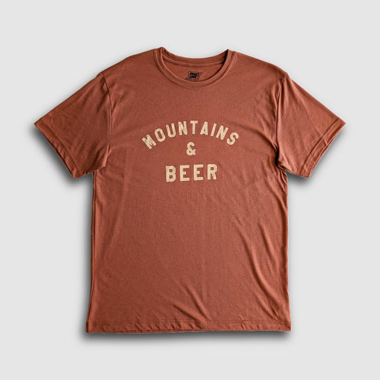 Mountains And Beer Eco Friendly Sustainable Tee Rust - Veloce - The App For Watch Collectors