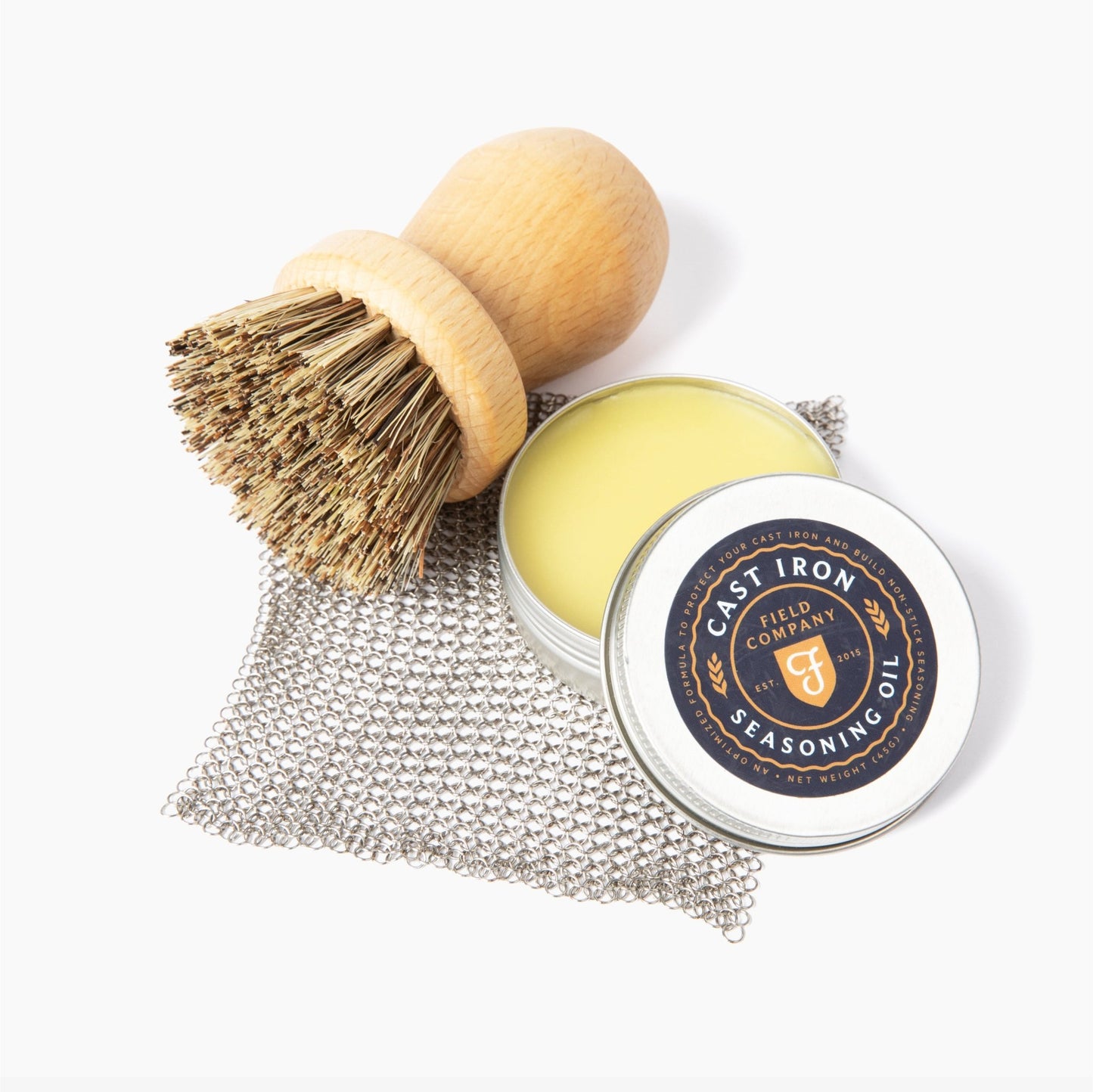 Cast Iron Care Kit With Seasoning Oil Chain Mail Scrubber - Veloce - The App For Watch Collectors